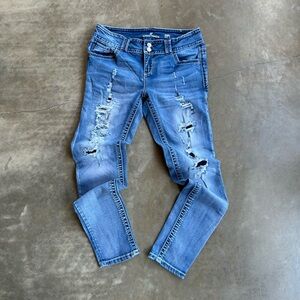 Almost Famous Distressed Light Blue Skinny Jeans